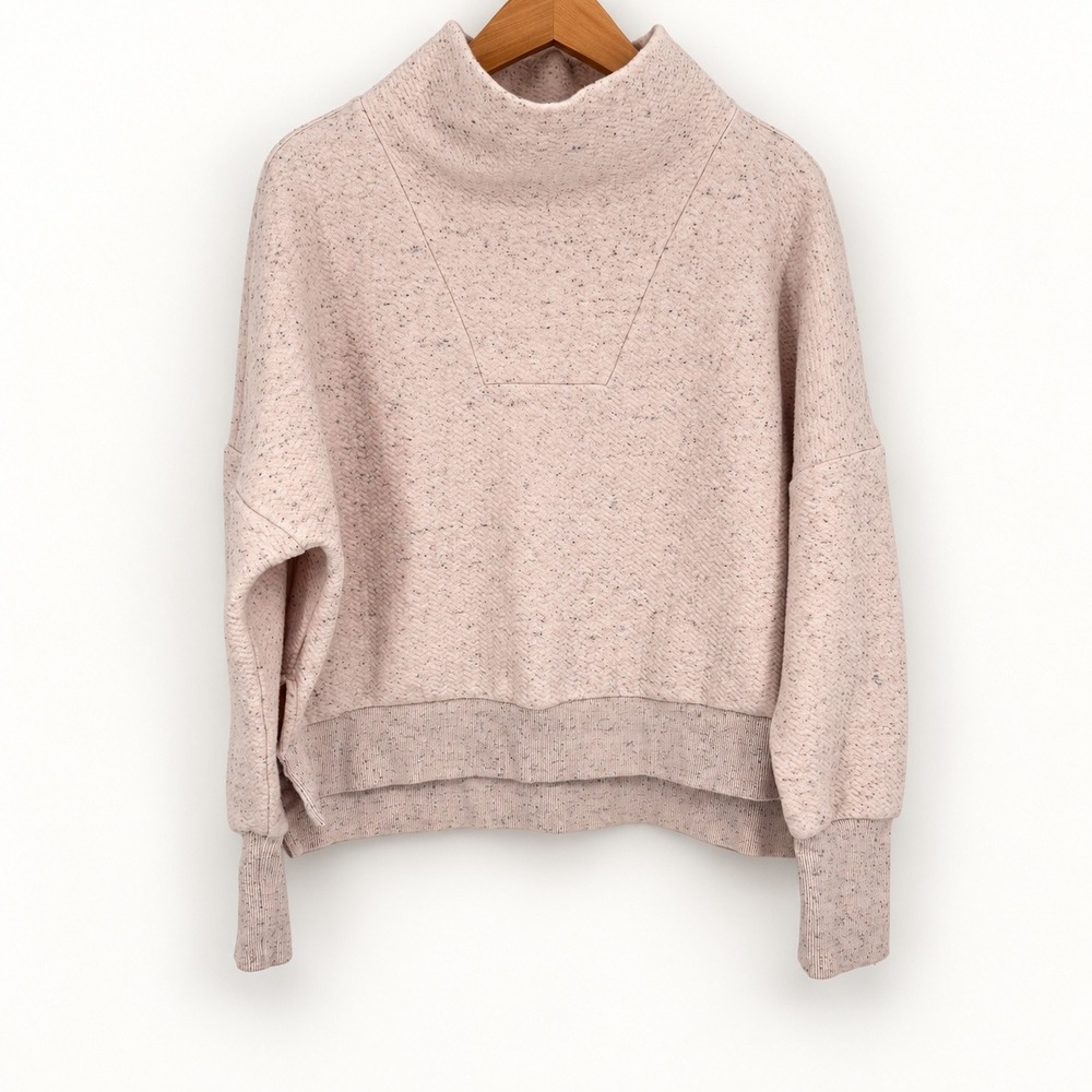 Calia Small Elevate Herringbone Funnel Neck Pullover Sweatshirt Cozy Layer Sport